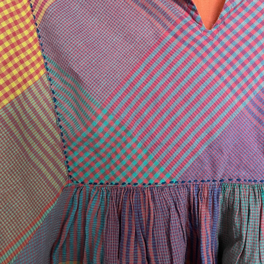 Cost Plus World Market Multicolor Checkered/Plaid Blouse - Picture 4 of 6
